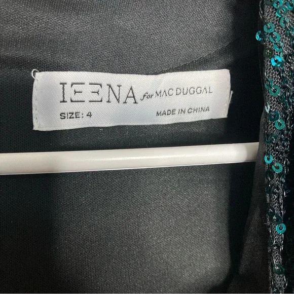 Mac Duggal 26866 Sequined Structured Bishop Sleeve Midi DressTeal Size 4 NWT - Picture 14 of 14